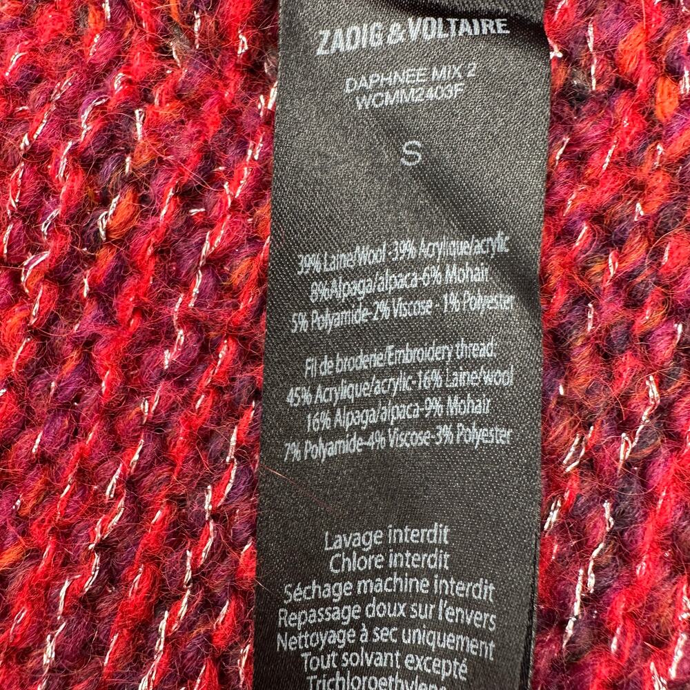 Zadig & Voltaire Daphnee Pegasus Open Cardigan Alpaca Blend in Red Marled Size S - Picture 12 of 13